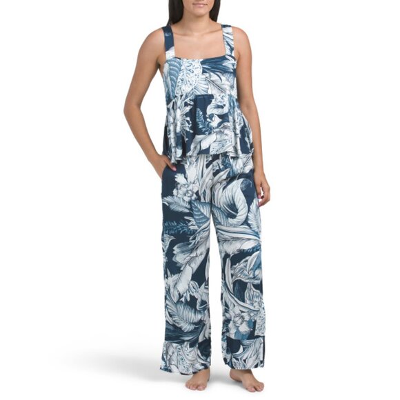 MAAJI Dark Blue 2pc Calla Lily Owl Sleeveless Top And Pants Set